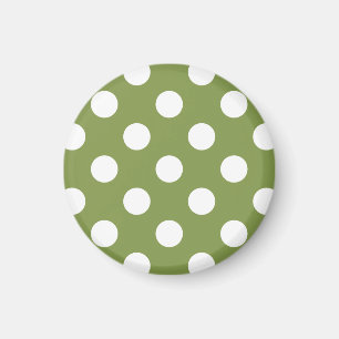 Aimant Pois blancs sur vert olive