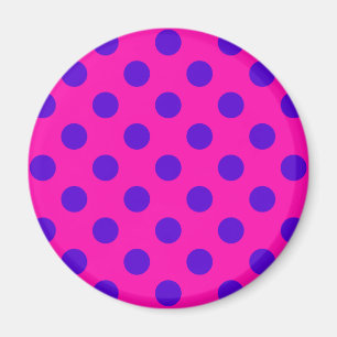 Aimant Pois bleus sur fuchsia