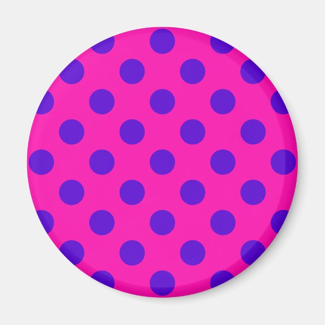 Aimant Pois bleus sur fuchsia (Devant)