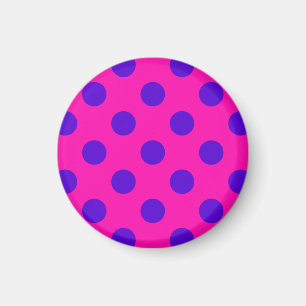 Aimant Pois bleus sur fuchsia