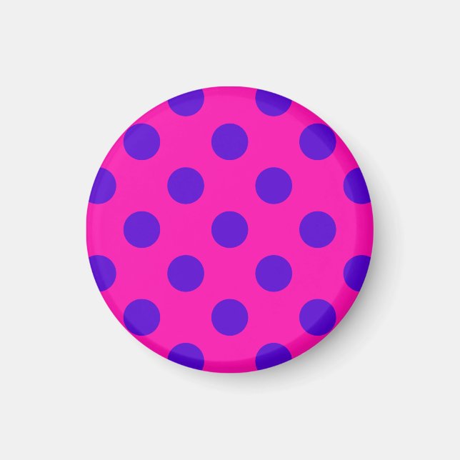 Aimant Pois bleus sur fuchsia (Devant)