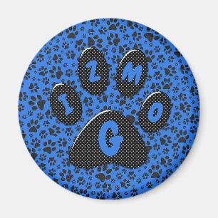 Aimant Pois de chien noir et blanc Pointe Polka sur la br