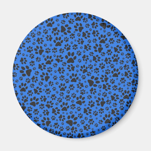 Aimant Pois de chien noir et blanc Pointe Polka sur le bl (Devant)