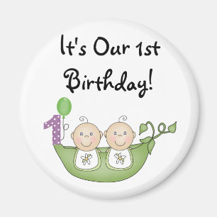 Aimant Pois de jumeaux dans un premier anniversaire de