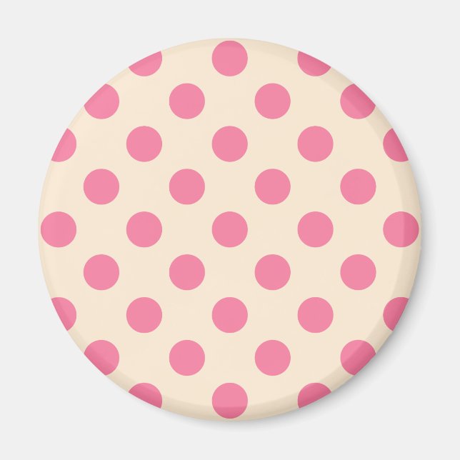 Aimant Pois roses à la crème (Devant)