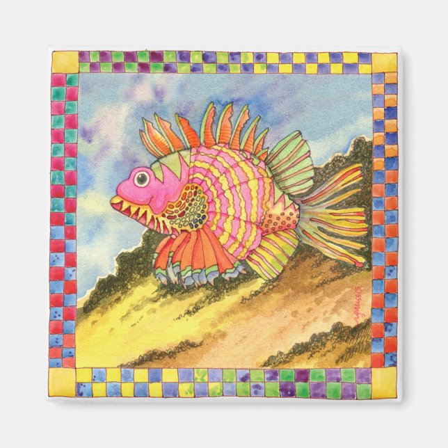 Aimant Poisson à À damiers frontière #2 (Devant)