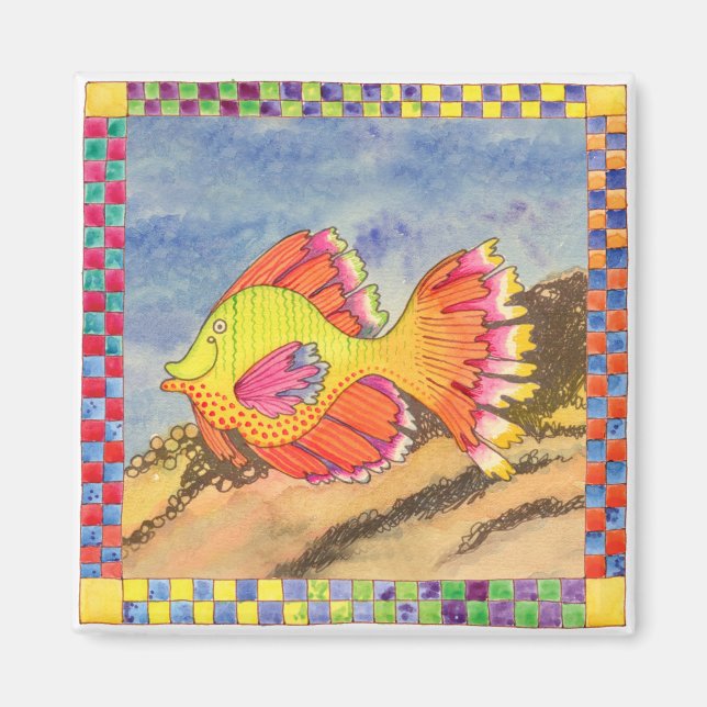 Aimant Poisson à À damiers frontière #6 (Devant)