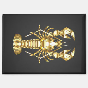 Aimant Poisson à langouste polygonale dorée sur noir
