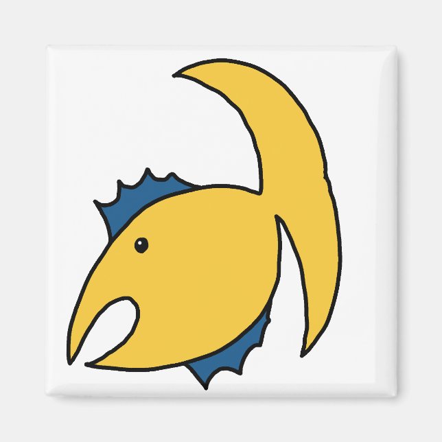 Aimant Poisson blanc jaune et bleu (Devant)