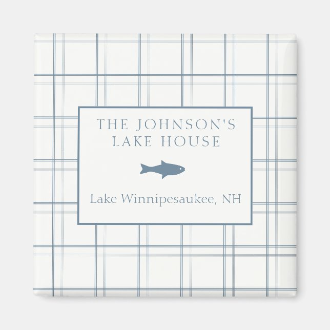 Aimant Poisson Bleu de la Maison de Lac Plaid Classable (Devant)