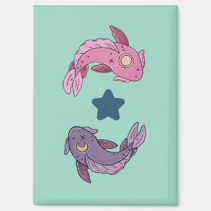 Aimant Poisson Koï Soleil et Lune Art Pisces Céleste