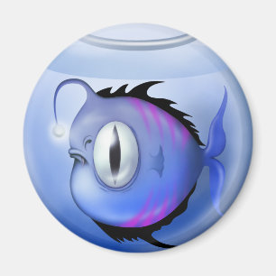 Aimant Poisson pêcheur aquarium bol de poisson mignon ble
