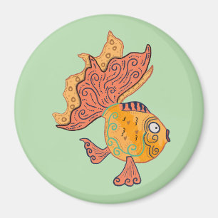 Aimant Poisson rouge fantaisiste d'art folklorique Fant