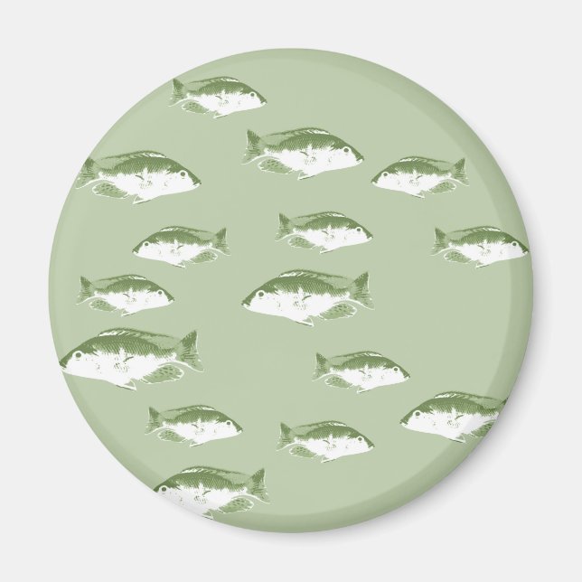Aimant Poisson vert olive (Devant)