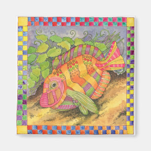 Aimant Poissons avec la frontière Checkered #5