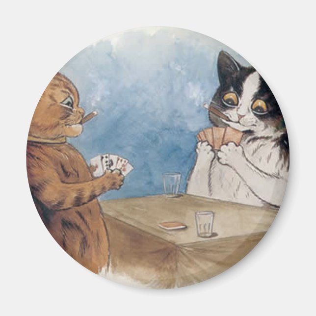 Aimant Poker Cats oeuvre de Louis Wain (Devant)