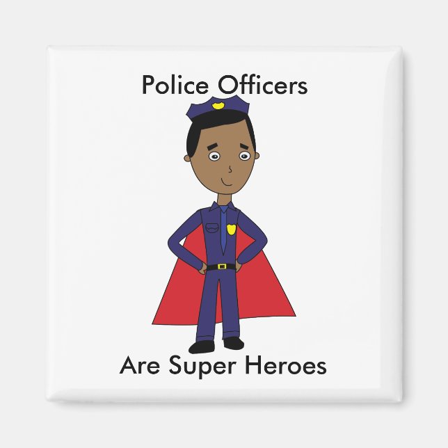 Aimant Police Super Héros Africain Américain Personnalise (Devant)