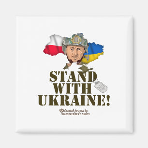 Aimant Pologne Ukraine Zelensky Tag pour chien Stand With