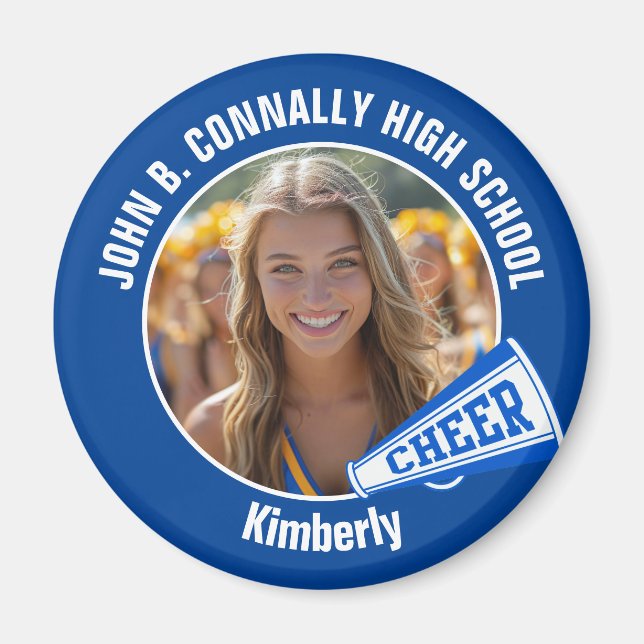 Aimant Pom-pom girl Bleue Photo High School Spirit Cheer (Devant)