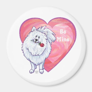 Aimant Pomeranian blanc Saint-Valentin