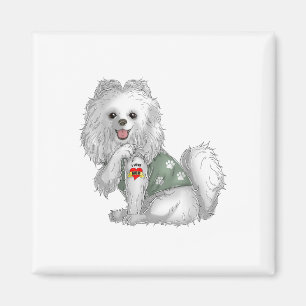 Aimant Poméranien I Love Maman Tattoo Chien Chemise Drôle