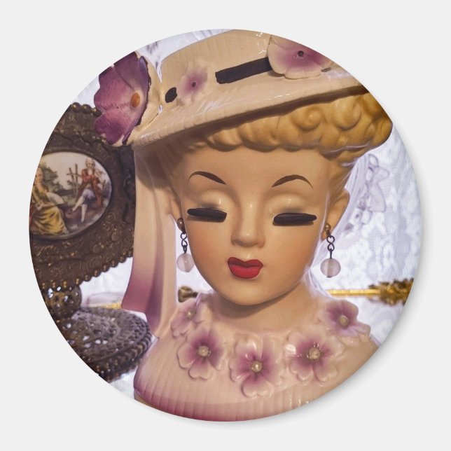 Aimant Pomme Lady Head Vase Fleurs de parfum Bouteille (Devant)
