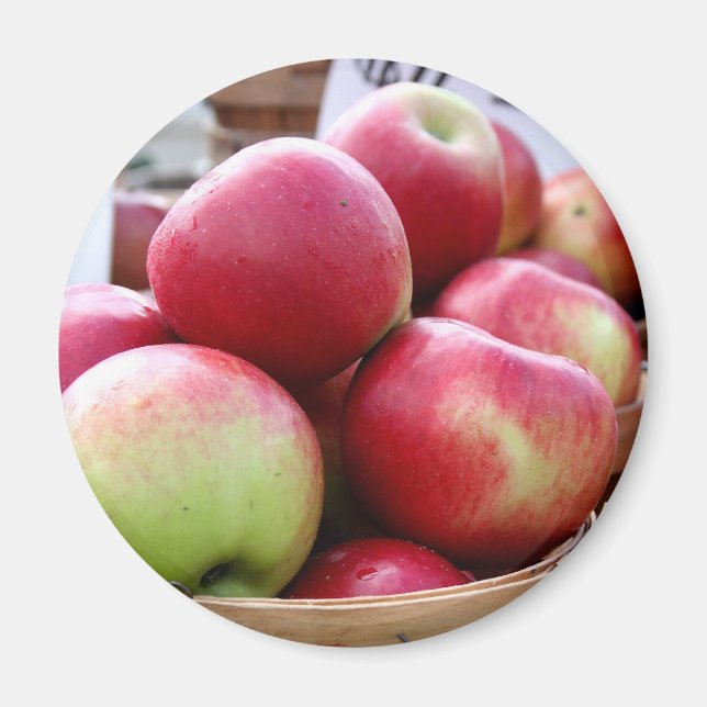 Aimant Pommes fraîches en panier au marché des agriculteu (Devant)