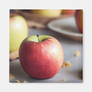 Aimant Pommes rouges fraîches sur la table, pomme tarte m