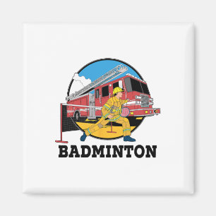 Aimant Pompier Jouer Badminton pompier Sp