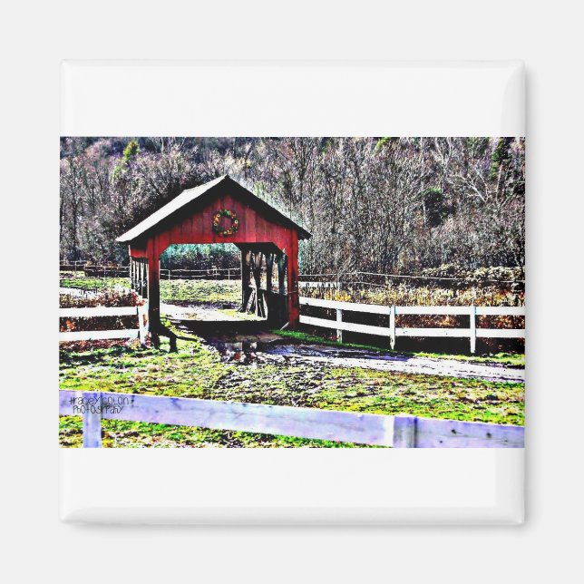 Aimant Pont couvert - Stowe, Vermont (Devant)