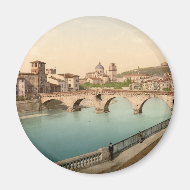 Aimant Pont de pierre et San Giorgio, Vérone, Italie (Devant)