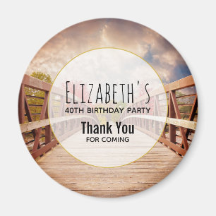 Aimant Pont rustique en bois dans le pays Anniversaire