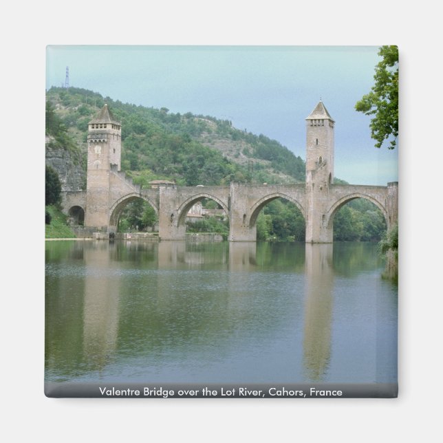Aimant Pont Valentre au-dessus du Lot, Cahors, France (Devant)