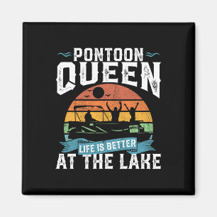 Aimant Pontoon Queen Funny Bateau Lac Pontooning Femmes