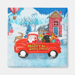 Aimant Poodé Chien Livraison de Noël Camion Neige