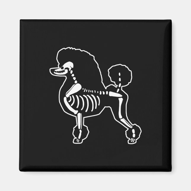 Aimant Poodle Chien Squelette Halloween Doodle Chiens Lov (Devant)