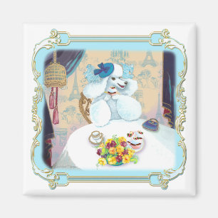 Aimant Poodle Cupcake Tea Party