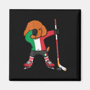 Aimant Poodle Dabbing Chien Italie Fans de hockey sur gla
