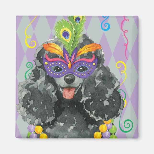 Aimant Poodle de Jouet Mardi Gras (Devant)
