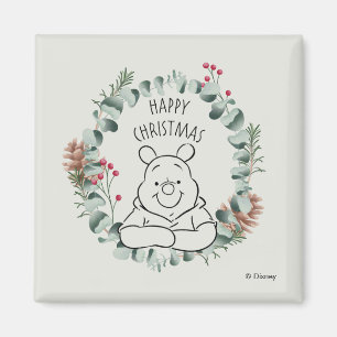 Aimant Pooh   Bonne couronne de Noël