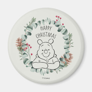 Aimant Pooh   Bonne couronne de Noël