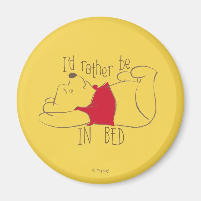Aimant Pooh | Je préfère être au lit (Devant)