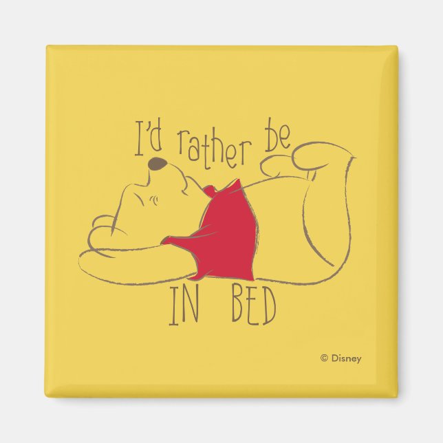 Aimant Pooh | Je préfère être au lit (Devant)