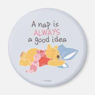 Aimant Pooh & Piglet Une sieste est toujours une bonne