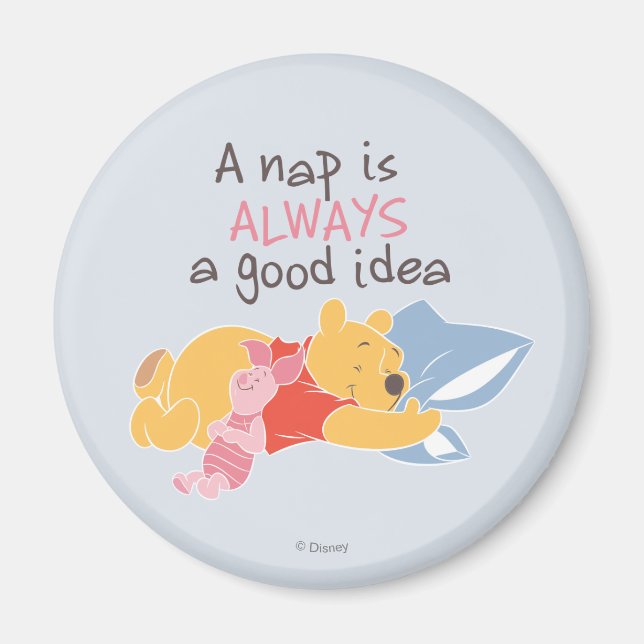 Aimant Pooh & Piglet | Une sieste est toujours une bonne  (Devant)