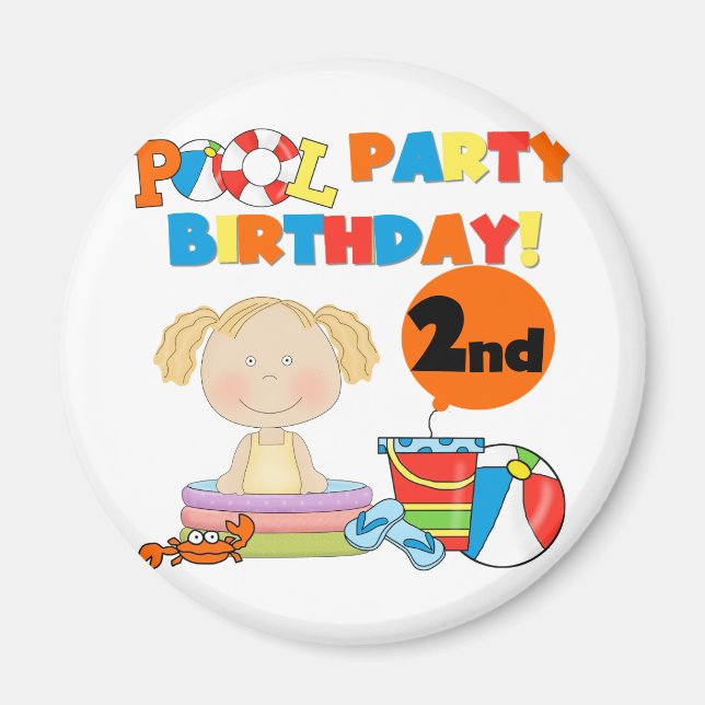 Aimant Pool Party 2e anniversaire Tshirts et cadeaux (Devant)