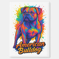 Pop Art American Bulldog - Chien néon dynamique