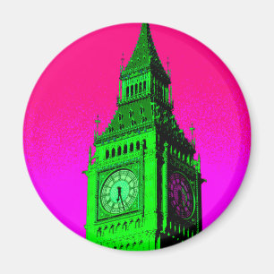 Aimant Pop Art Big Ben Londres Voyage rose Vert