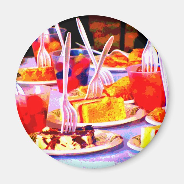 Aimant Pop Art Food Cake Snacks Forks Coloré (Devant)