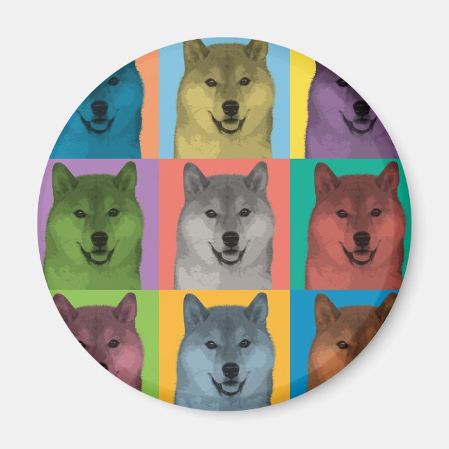 Aimant Pop-Art Shiba Inu (Devant)
